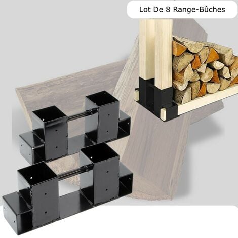 Rangement à bois en acier noir 150x80x25CM, rack pour bois de chauffage,  range-bûches