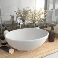 Vasque de Salle de Bain Ovale. Blanc Mat. Lavabo moderne SANS Mitigeur