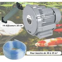 Kit Pompe à Air Vortex Turbine 30000 l/h + 14 diffuseurs 30 cm Pour Bassins De Jardin