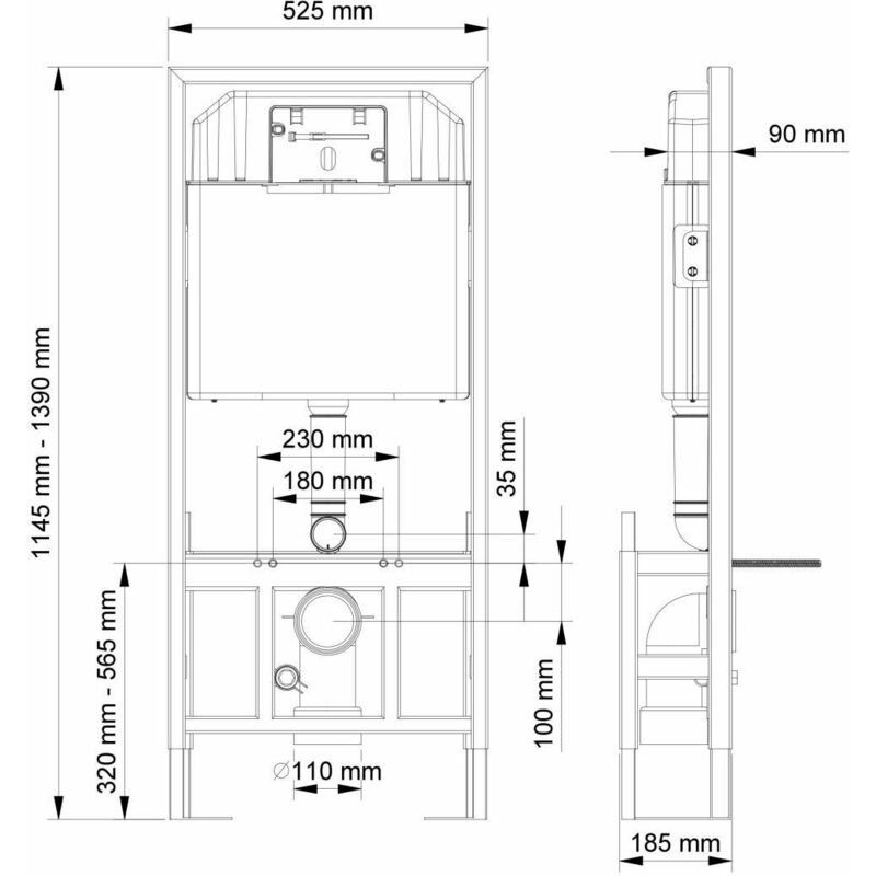 ultra Flach Wand WC Vorwandelement Unterputz Spülkasten ECO mit Entlüftung 