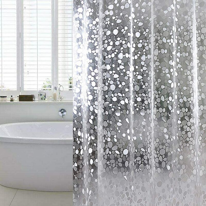 2x Duschvorhang Anti Schimmel PEVA Badewannenvorhang Antibakteriell weiß 180x200