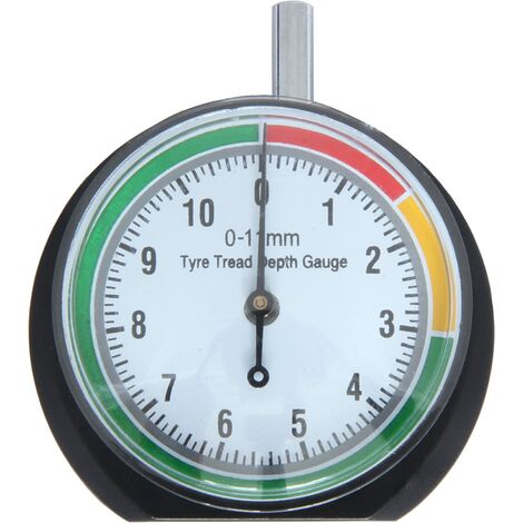Reifenprofiltiefenmesser - Tiefenmesswerkzeug - 0-11 mm / 0-0,43 Zoll - Zifferblattdurchmesser 44 mm (1,7 Zoll) - Manometer für PKW, LKW, Fahrrad, Motorrad