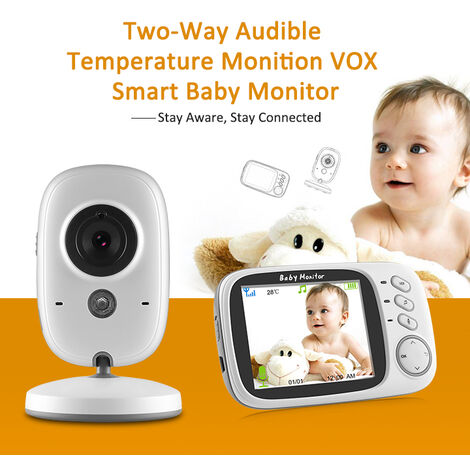 Monitor de video para bebés con cámara y audio, pantalla LCD de 3.2  pulgadas