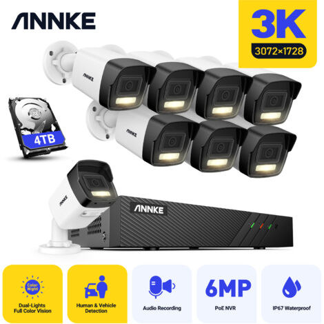 Sistema Di Videosorveglianza ANNKE 8CH PoE NVR Con HDD 2TB – 8 Telecamere 6MP, H.265+ E Registrazione 24/7