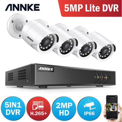 visual jaula Fiesta Annke Kit cámara de vigilancia 4CH 5 en 1 DVR 5MP grabadora + 4 cámara bala