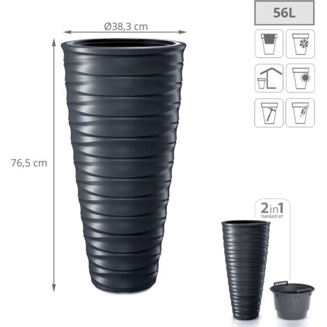 Composteur Compogreen Woody 280 L - Dimensions 60x60x100 Cm, Couleur Anthracite, Plastique, Aération Intégrée