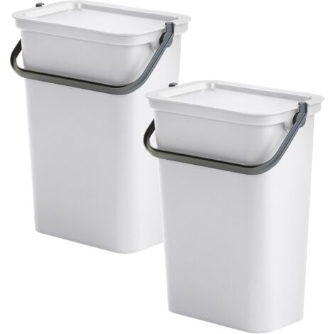 Lot De 2 Poubelles De Tri 90 L Touch & Lift - Couvercle Jaune/blanc Amovible - 29x39x60 Cm - Pour Maison, Bureau