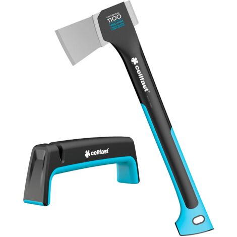 Hache CA3 + Aiguiseur Céramique MS1 Xforst – 36 Cm, Acier Forgé, Manche Fibre De Verre, Pour Jardinage & Bushcraft