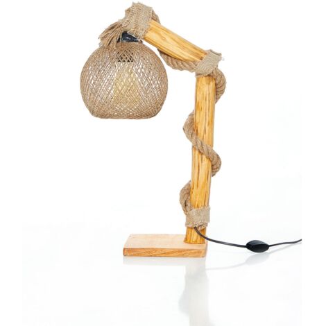 Lampe de table WELLHOME NATURAl 24x50 cm avec structure en bois - "COMO"