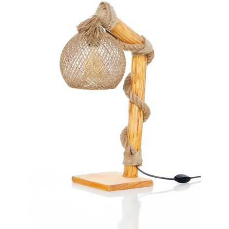 Lampe de table WELLHOME NATURAl 24x50 cm avec structure en bois - "COMO"