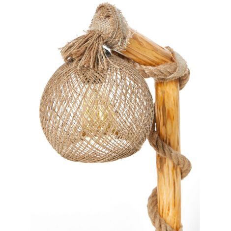 Lampe de table WELLHOME NATURAl 24x50 cm avec structure en bois - "COMO"