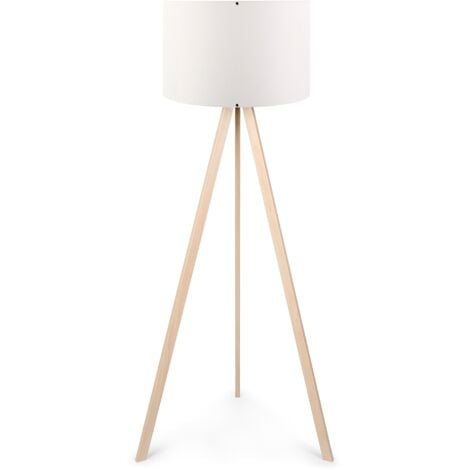 WELLHOME Lampadaire 115 cm. blanc/chêne, type E 27 - "TANGANICA"