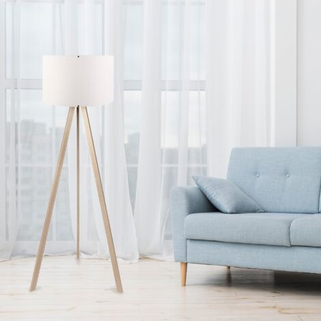 WELLHOME Lampadaire 115 cm. blanc/chêne, type E 27 - "TANGANICA"