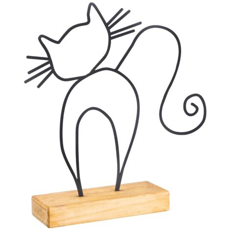 WELLHOME Objet déco "chat" - 30x36x4 cm