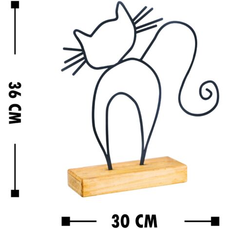 WELLHOME Objet déco "chat" - 30x36x4 cm