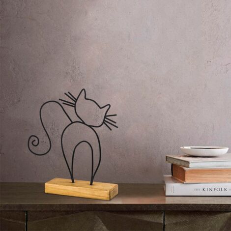 WELLHOME Objet déco "chat" - 30x36x4 cm