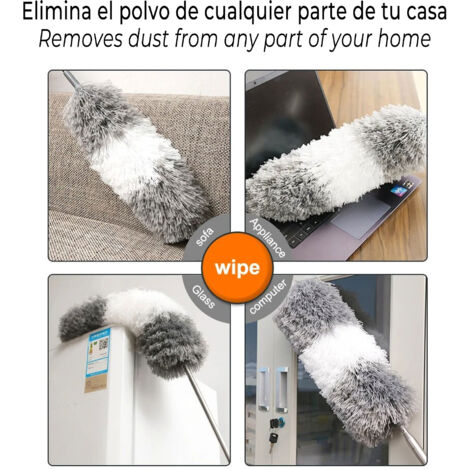 AJW-Plumeau Brosse À Main Extensible En Toile D'araignée-Plume Lavable Avec Mât Télescopique