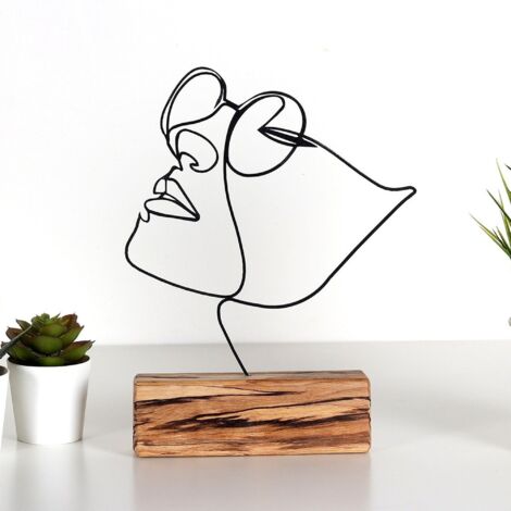 WELLHOME Objet décoratif représentation faciale - 17x31x35 cm