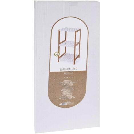 Etagère de salle de bain Well Home avec 3 étagères en MDF et pieds en bambou H.79cm