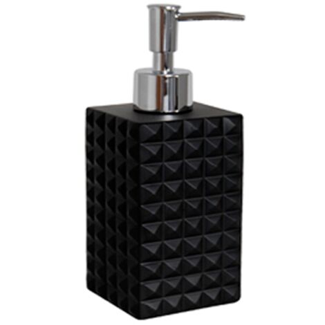 Distributeur De Savon MSV Luanda En Polyrésine Noir - Design Céramique - 8,6 X 6 X 18,5 Cm