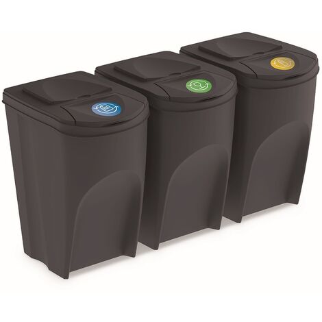 3 x 35 l rg-vertrieb Lot de 3 Cubes de Recyclage 105 l Prosperplast Sortibox en Plastique de Couleur Anthracite 