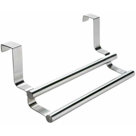 Porte-Serviettes Twin Wenko - 2 Barres Inox - Accroche Porte - 23.5x11x9cm - Argent Mat
