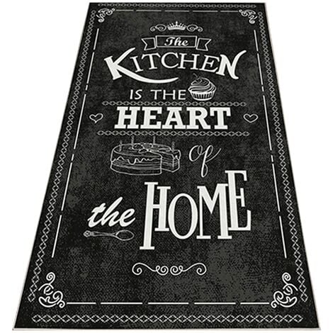 WellHome Tapis salon en polyester KitchenHeartHome Noir - 60x100cm