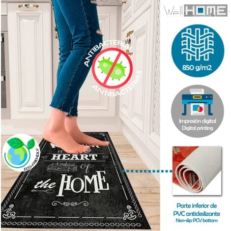 WellHome Tapis salon en polyester KitchenHeartHome Noir - 60x100cm