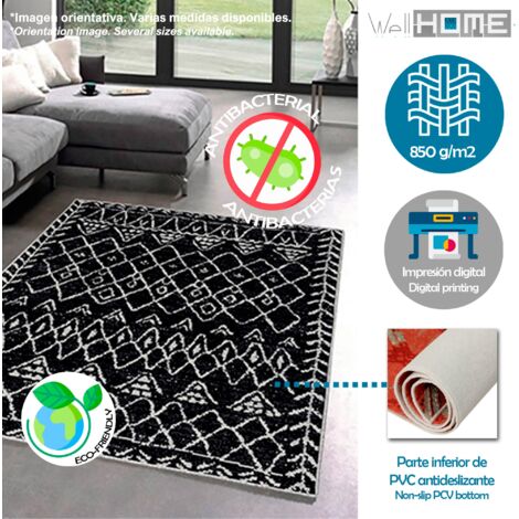 WellHome Tapis salon en polyester BattleField Noir - 60x100cm