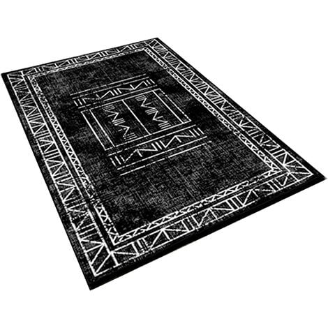 WellHome Tapis salon en polyester Aztèque Noir - 60x100cm