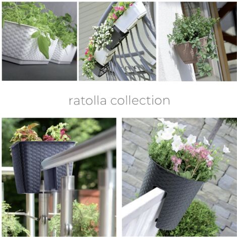 Jardinière De Balcon Altea – Pot De Fleurs Forme Ronde Ou Ovale, Couleur Anthracite | Fixation Sans Perçage Balustrade