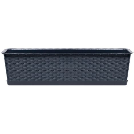 Prosperplast Ratolla P Vaso Fioriera 3L, Colore Antracite (grigio Scuro) - Dimensioni 29,3x11,9x12,6 Cm - Moderno E Riciclato