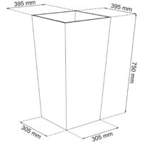 PROSPERPLAST Urbi Square Effect Pot haut 91,5L plastique avec deposit 75x40x40 cm Gris clair - Gris clair