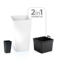 Pot en plastique Prosperplast Urbi Square 19 L avec réservoir en couleur Anthracite, 45 (hauteur) x 24 (largeur) x 24 (profondeur) cms