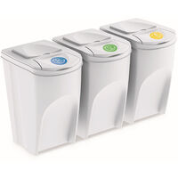 Prosperplast Lot de 3 cubes de recyclage 105 l Sortibox en plastique blanc 3 x 35 l - Blanc