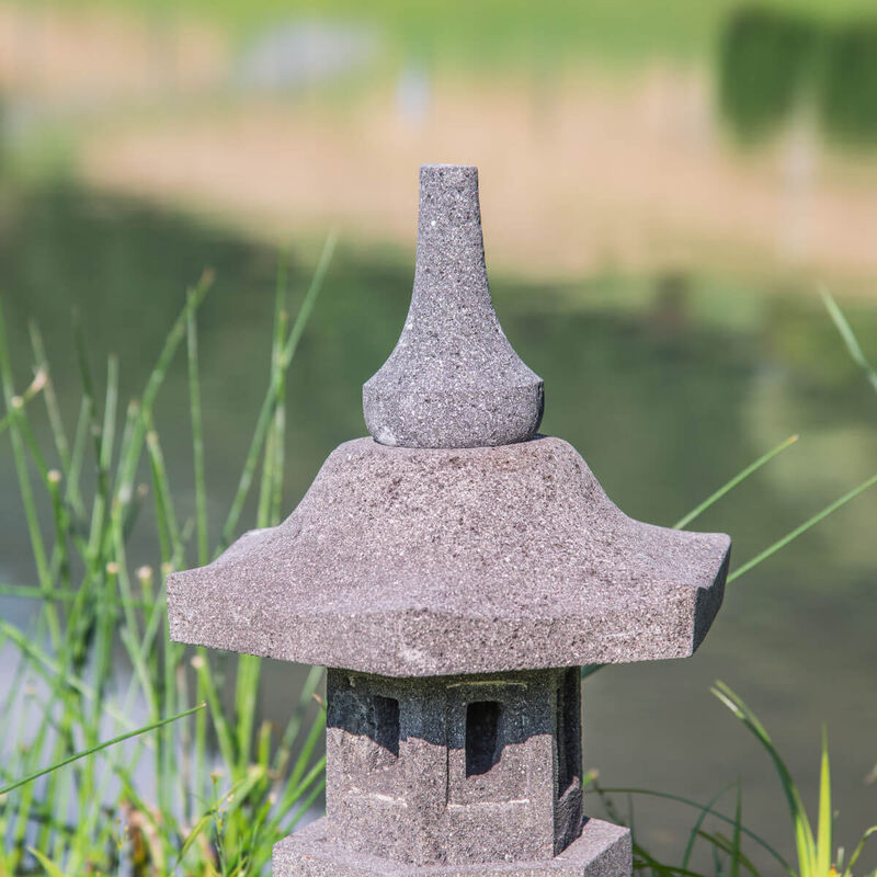 Ornements Jardin Japonais Paysage Lampe Jardin Lampe en Pierre Antique  Temple Quatre Lanterne en Pierre De Coin Jardin Tour De Pierre Décoration  De Sol - 30 * 50cm Gris Claro : : Jardin