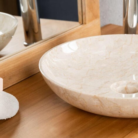 Vasque à poser salle de bain Lysom 35 cm crème