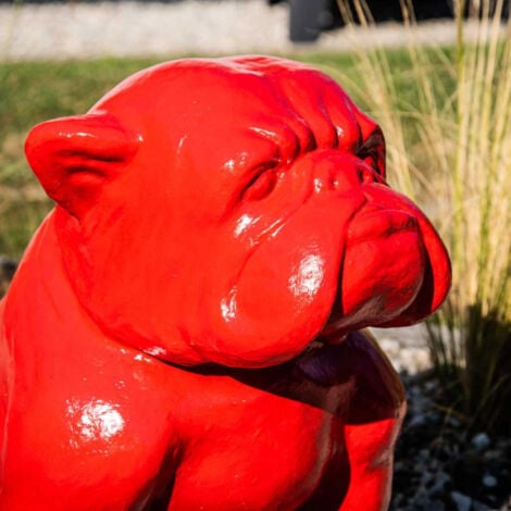 Statue jardin bulldog rouge 40cm