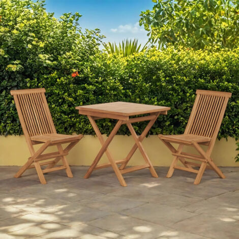 Ensemble table et 2 chaises de jardin en teck Harry (1/5)