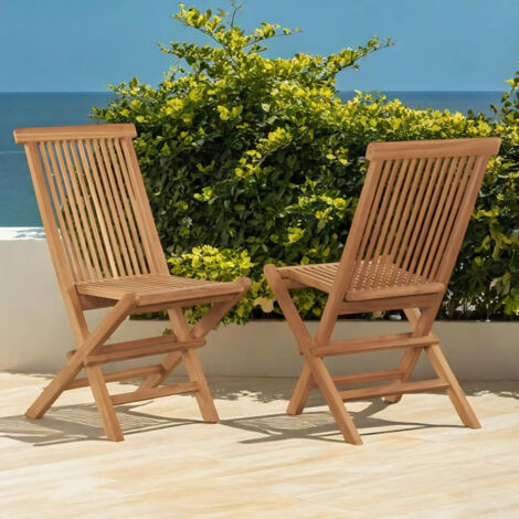 Ensemble de 2 chaises pliantes en teck massif Audrey (1/5)