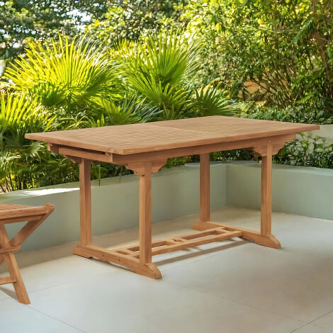 Table de jardin en teck massif avec rallonge 160/210 Nina (1/5)