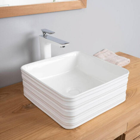Vasque en céramique carré Trooper 39cm (1/5)