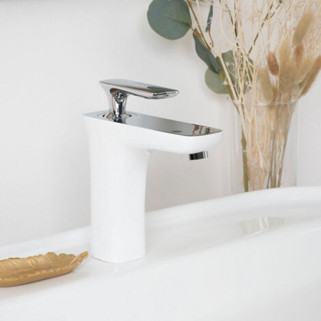 Mitigeur pour lavabo Glomma blanc et chrome (1/5)