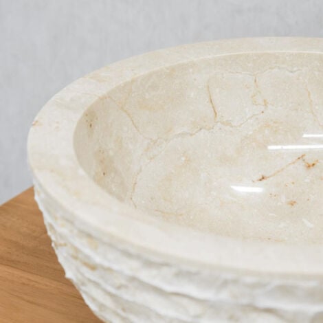 Vasque ronde à poser en pierre Vésuve crème 35cm