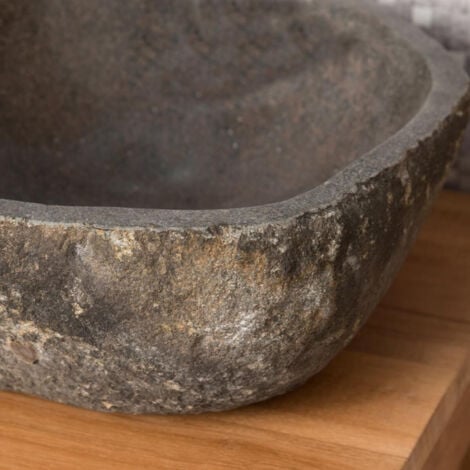 Vasque à poser en pierre naturelle salle de bain galet 30 cm