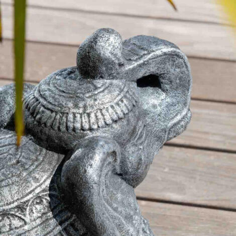 Statue eléphant assis 40cm gris antique