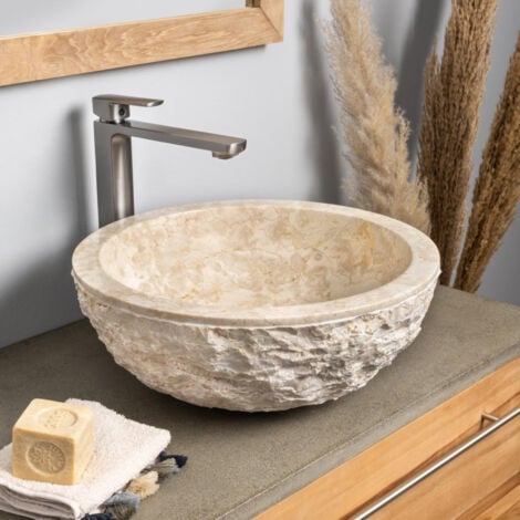 Vasque Rome en marbre à poser crème 40cm