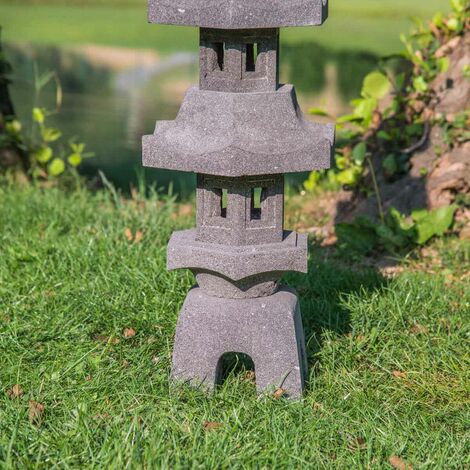 Lanterne japonaise pagode en pierre de lave 1.20 m