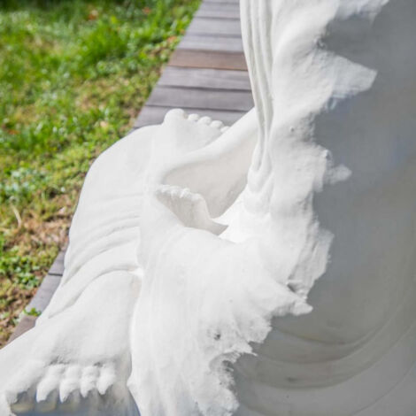 Statue jardin bouddha assis fibre de verre position chakra 150cm blanc