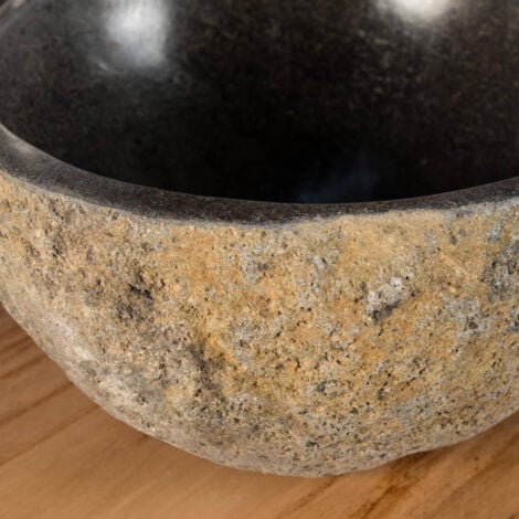 Vasque à poser en galet de riviere 35 cm porte savon